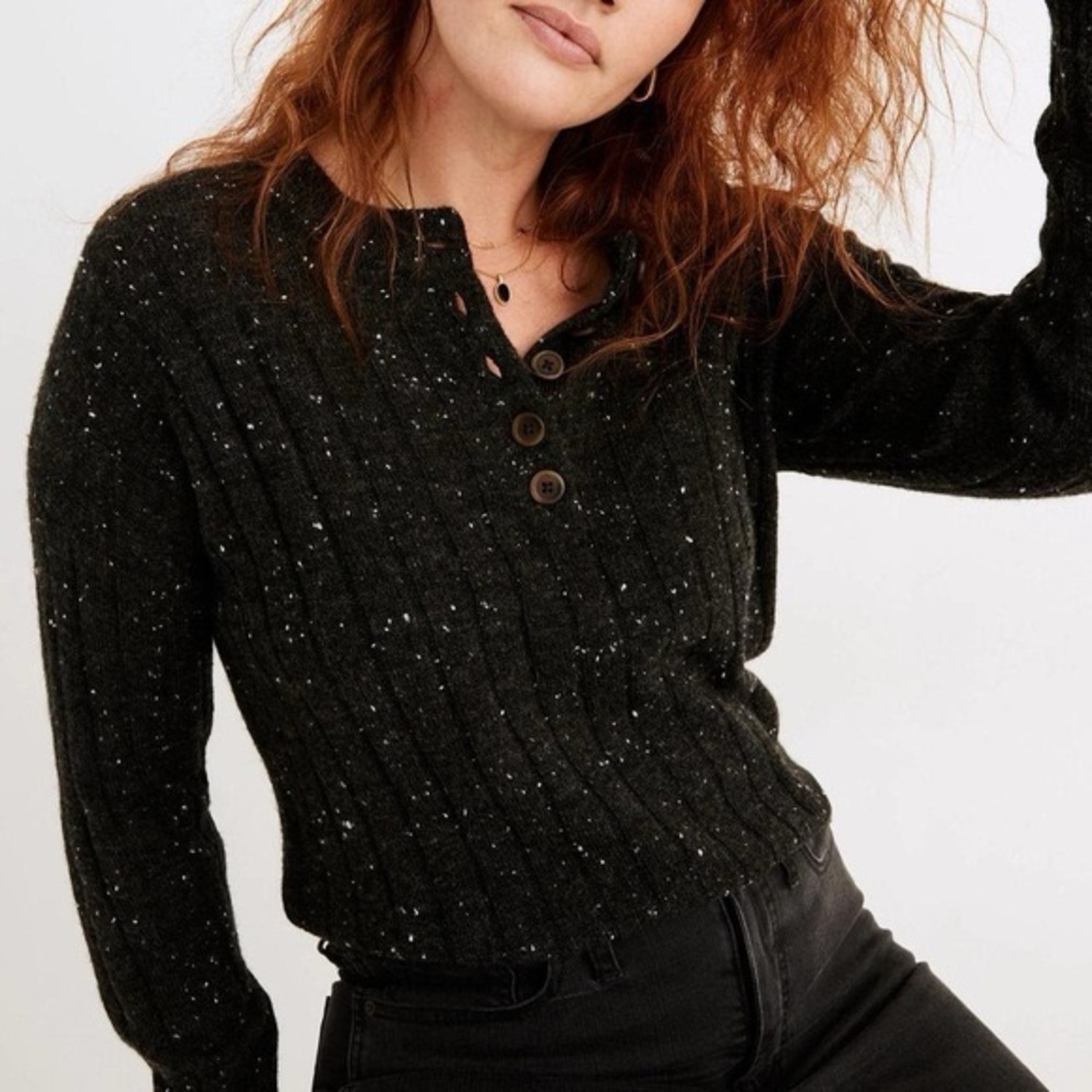 Madewell Donegal Speckled Henley Crewneck Sweater